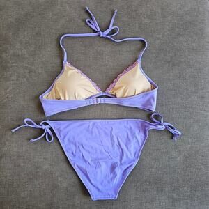 Shade & Shore Women's Purple Bralette Bikini Top & Bikini Bottom Set Size XL